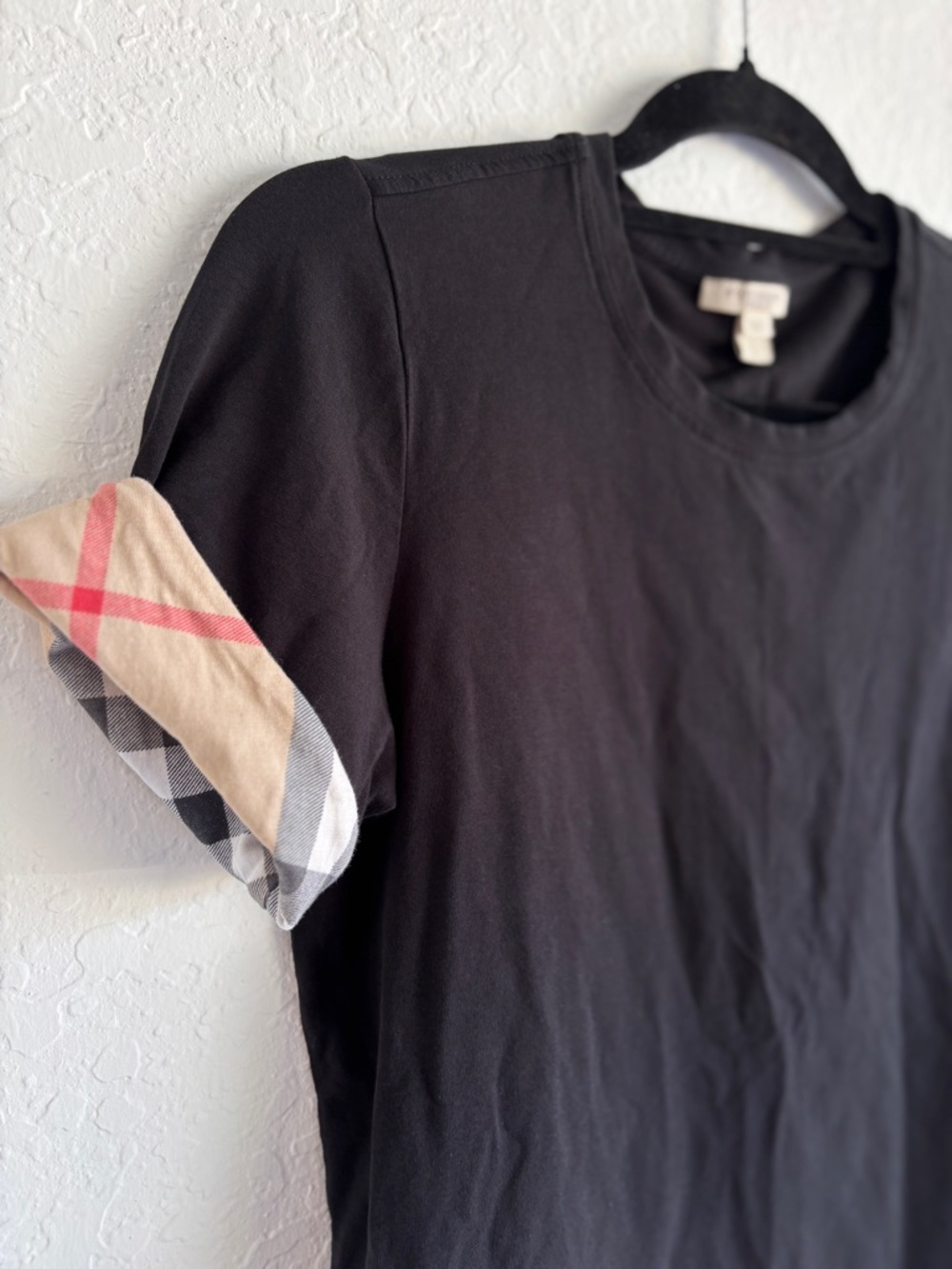 Burberry Black Logo T-Shirt Women’s SZ L Designer Luxury Cotton Tee Crew Neck - Picture 5 of 13